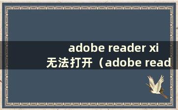 adobe reader xi无法打开（adobe reader无法使用）